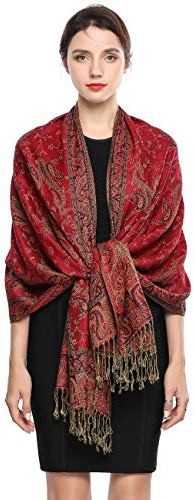 EASE LEAP Women Pashmina Scarves Oversized Silky Winter Scarf Reversible Paisley Shawl for Ladies Blanket Large Wraps