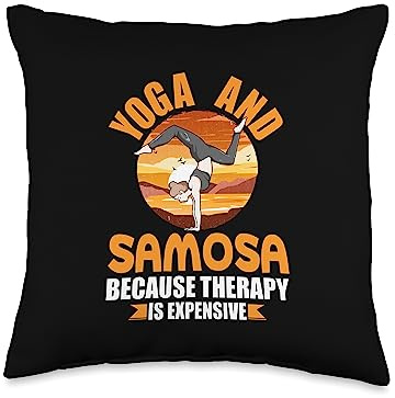 Witty Yogini Samusa Favorite Food Yoga Master Yoga and Samosa Therapy Funny Pilates Humor Yogi Pastries Throw Pillow, 16x16, Multicolor