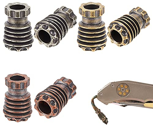 nbeads 6 Stück 3 Farben Messingperlen, 5 mm Loch Messing Bartperlen Retro Tibetischen Stil Haarperlen Charms Zylindrische Anhänger Zubehör Für Die Schmuckherstellung EDC DIY Zubehör Teile