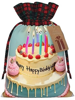 ZISHAK Bolsas de regalo de Navidad con cordón para tarta grande, bolsas de regalo reutilizables para todas las ocasiones