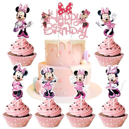 25 Stück Tortendeko,Cupcake Toppers,Cake Topper,Glitter Geburtstagsdeko Topper,Tortendeko,Theme Torten Deko,für Cupcake Kuchen,Geburtstag Kuchen Deko Mädchen