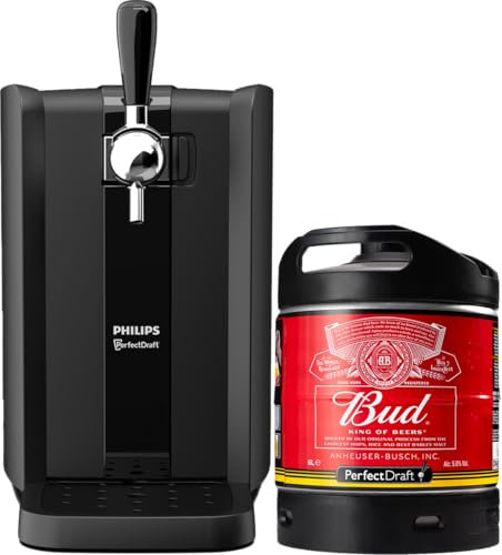 PerfectDraft Black – Pack Tireuse À Bière + 1 Fût Bud 6L – Machine Pression À Domicile – Refroidissement À 3°C – 30 Jours Fraîcheur – Indicateurs LED Température, Volume – Idée Cadeau Amateur Bière