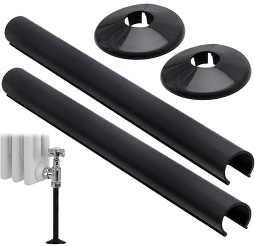 4PCS Radiator Pipe Covers Sturdy and Durable Not Lose Color Black Radiator Cover Easy to Install and Remove Versatile Usage Radiator Cover Black for Finishing and Protecting Exposed Pipe Holes