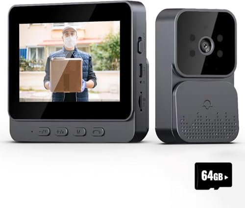 Sonnette sans Fil avec Caméra,1080P WiFi Sonnette Étanche, Batterie Visiophone sans Fil avec Carillon, Audio Bidirectionnel, Vision Nocturne Infrarouge, Détection Humaine PIR