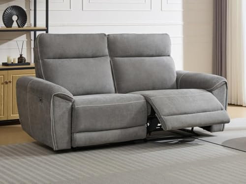 Vente-unique-Divano relax elettrico 3 posti in Tessuto Antracite - DJARALO