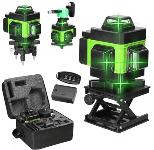 Nivel Láser Autonivelante 360° x 4 Grados Verdes - 4D 3° Tank High Accuracy Rotativo con IP54 Anti-polvo y 2 Baterías