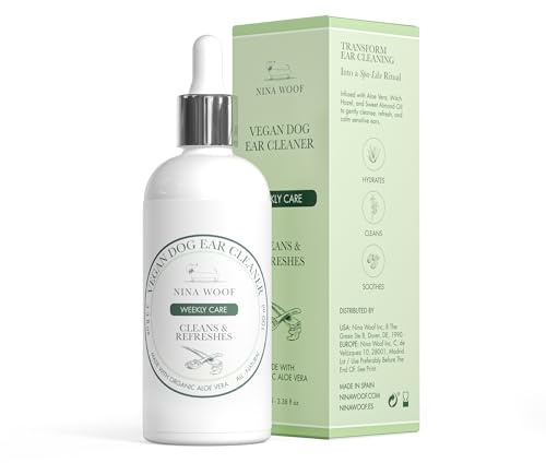Nina Woof Nettoyant d’Oreilles pour Chiens – Formule Végane à l’Aloe Vera & Hamamélis, Élimine Doucement Cire et Odeurs, 100 ML