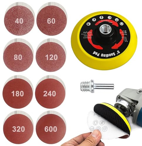125 mm slipskivor Pad Kit för vinkelslipar, sandpapper kardborreband, slipskivor för vinkelslipar, 5 tums rulllås slippapper, för polerad bil metall trä