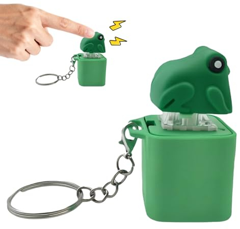 TaimeiMao Llavero de Rana, Llavero con Luz y Sonido Que Grazna, Juguete Anti-Estrés Ranita, Alivio del Estrés Sensorial para Adultos y Niños, Ayuda a la Concentración y a Liberar el Estrés