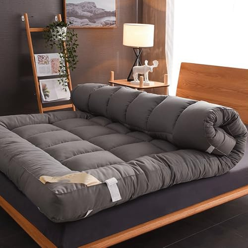 Materasso futon giapponese a grandezza naturale, pieghevole, arrotolabile, portatile, per casa e dormitorio, 200 x 220 cm, soluzione comoda e salvaspazio