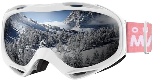SLL Masque de Ski Outdoor Master - Sur Les Lunettes - Lunettes de Ski pour Homme, Femme et Enfant - 100% de Protection UV (White Frame + VLT 10.2% Grey Lens)