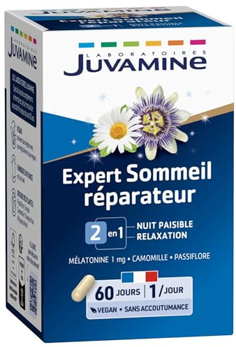 JUVAMINE Expert'Nature Sommeil Mélatonine Passiflore Camomille 60 Gélules