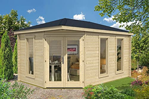 Alpholz 5-Eck Gartenhaus Modell Lido-40 aus Holz Holzhaus Wandstärke: 40 mm, Blockbohlenhaus