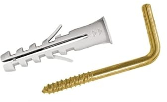 Virsus Dübel mit Haken in Gold 5371, Größe 4 x 20 mm, Wanddübel aus Nylon und Stahlhaken, Universaldübel zur Befestigung von Bildern, Rahmen, Spiegeln und leichten Regalen (50)