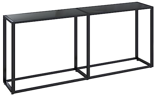 vidaXL Mesa Consola Entrada Pasillo Vestíbulo Recibidor Mesita Auxiliar Decoración Hogar Casa Escritorio Vidrio Templado Negro 180x35x75,5 cm