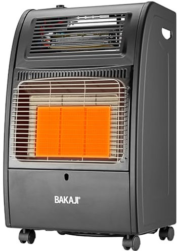 BAKAJI Stufa Catalitica a Gas per Bombola GPL e Elettrica con Funzione Riscaldamento Infrarossi, 3 Elementi Riscaldanti e 3 Potenze Selezionabili, Accensione Piezoelettrica, Controllo Termostatico