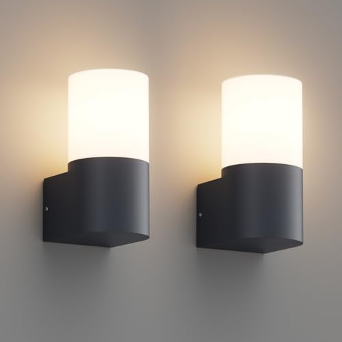 Klighten 2 Stück Außenwandleuchten E27 Fassung Aussenleuchte, Wandleuchten Außen/Innen, IP65 Außenleuchte, Aluminium Außenlampe, Wandlampe für Eingang Terrass, Max 40W, ohne Leuchtmittel, Anthrazit