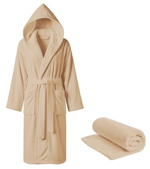 SOFFICIOSO Accappatoio Unisex in Spugna Uomo Donna con Cintura E Cappuccio Sophie L Caffelatte