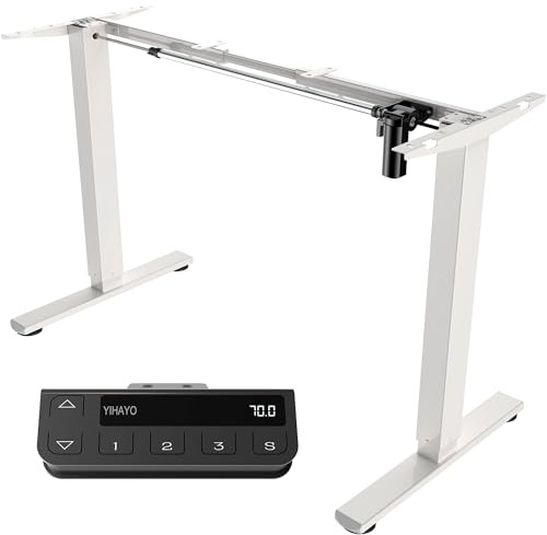 YIHAYO Höjdjusterbart skrivbordsställ, bordsställ höjdjusterbart skrivbordsställ höjdjusterbart skrivbord höjd justerbar med minnesfunktion och kollisionskydd, vit