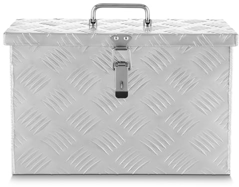DNA MOTORING Truck Tool Box Lockable Storage Box, Truck Bed Tool Box Truck Bed Organizer Aluminum Truck Tool Boxes for Bed of Truck, w/Lock & Keys, 16L X 7.5W X 10H Silver, TBOX-T5-007-ALU