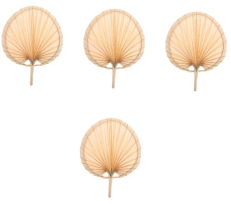 LIFKOME 4pièces Éventail à Main Tissé Vintage Palmier Éventail Été Décoratif Fait Main Structure Et Portable Accessoire Pour Rester Au Frais
