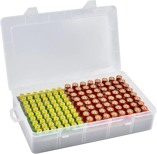 Xuerdon Custodia organizer per batterie, contenitore per 134 batterie AA AAA, borsa per il trasporto di garage per casa, cucina, magazzino (batterie non incluse)