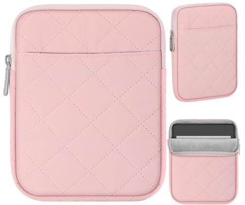 MoKo 6-7 inch Padded E-Reader Sleeve Case with Dual Pockets Fits with 6/6.8/7-inch E-Reader/Nook/Kobo, Protective Sleeve Cover Pouch Bag Carrying Case, Pink