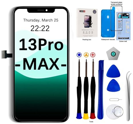 EFaith for iPhone 13 Pro Max Screen Replacement 6.7 inch Full HD LCD Display, 3D Touch Screen Digitizer Frame Assembly with Repair Tools Kit，Adhesive and Tempered Glass