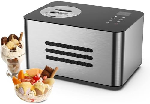 SMRHBWXS Sorbetière Automatique de 1,5 L, congélateur à Dessert électrique Portable avec compresseur et écran Tactile LED pour yogourt/Sorbet/Usage Domestique