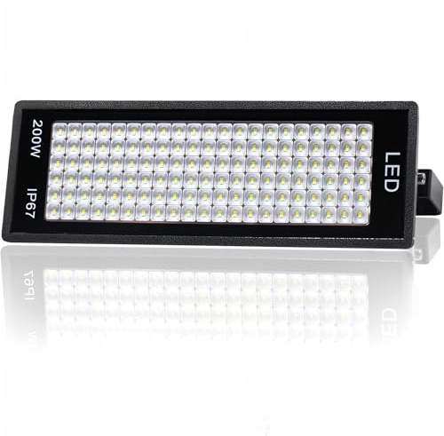 Indmird LED Strahler Außen 200W, 28000LM Led Flutlichter 7000K Kaltweiß Scheinwerfer Außenstrahler IP67 Wasserfest LED Fluter außen für Garage Farm Fabrik Lager Stadion