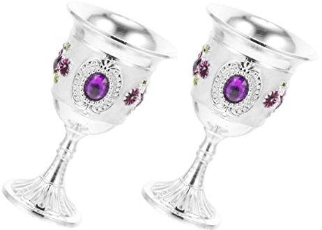 Didiseaon Lot De 2 Verres À Vin Blanc Style Médiéval Élégants En Forme De Calice Avec Petites Tasses En En Alliage Violet
