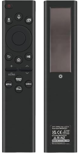 Rechargeable TV Remote for Samsung Smart TVs, Replacement for All 2019-2026 Samsung TV Remote Control with Voice Control. USB-C Fast Charging. Solar Charging. 2-Year Warranty.