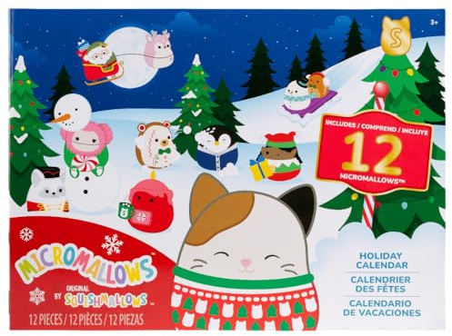 Squishmallows Micromallows 12 Day Advent Calendar 2025, Includuding Cam The Cat Christmas Edition, Tom The Festive Christmas Tree, Nick as Santa, Manny the Snowman and Many More!