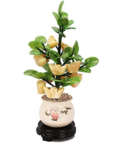 MEVZHH Artificial Flowers,Artificial Plants Jade Potted Plants Money Tree Bonsai Style Decoration for Wealth and Luck - Home Office Decor Liviroom Decoration Simulation Tree/a