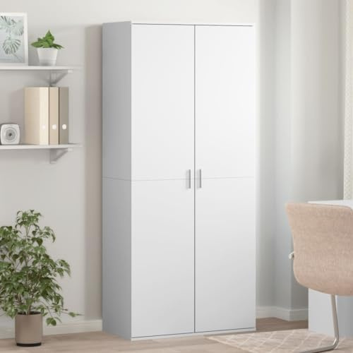 faucqel Shoe Cabinet White Wood Material 80 x 39 x 178 cm Sturdy Shoe Rack with Doors Narrow Shoe Cabinet for Hallway Space Saving Shoe Storage Shoe Tipper