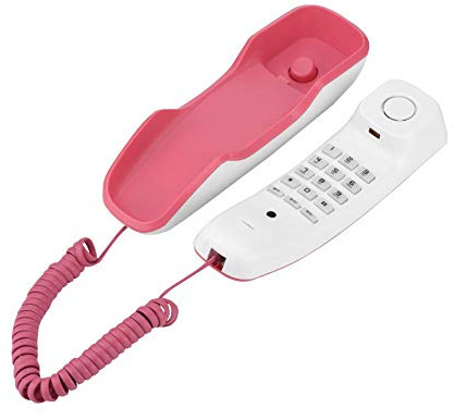 VBESTLIFE Téléphone Fixe Filaire avec Haut-Parleur, Téléphone Mural avec Fonction Pause/Mute/Redial pour Maison, Bureau - Rouge.