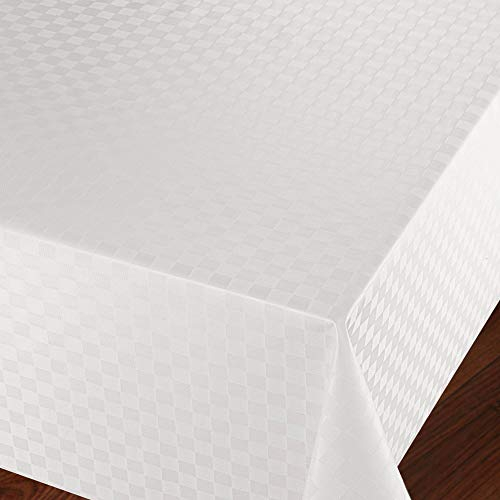 Wachstuch Wachstischdecke Tischdecke Gartentischdecke Flechtmuster Weiß Breite & Länge wählbar 120 x 160 cm Eckig abwaschbar geprägt