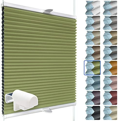 SchattenFreude Waben-Plissee für Fenster | 100% verdunkelnd/Blackout | Mit Klemm-Haltern | Klemmfix ohne Bohren | Grün (Weiße Rückseite), Breite: 60cm x Höhe: 130cm