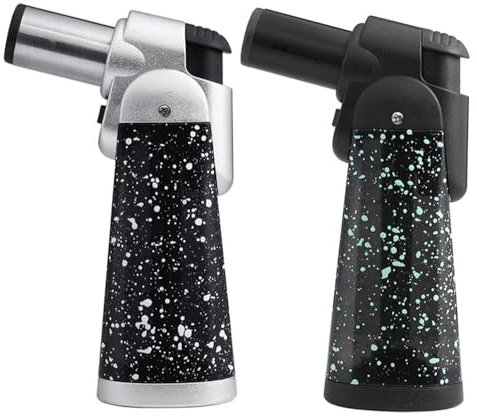 PIPITA Torcia Antivento Accendino,Singolo Getto Blu Fiamma cucina Accendino,regolabile ricaricabile butano gas Accendino, per cucinare barbecue Campeggio