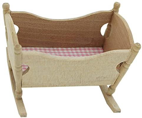 STOBOK Puppenhaus Miniatur Baby Cradle Puppe Krippe Bett Mini Hölzerne Wiege Spielzeug Pretend Spielen Spielzeug Puppenhaus Möbel Zubehör Dekorationen