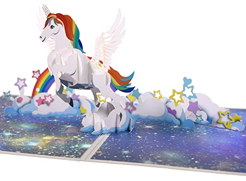 GREETING ART Pop-Up Einhorn Geburtstagskarte, 3D Pop-Up Grußkarte für Frau, Freundin, Schwester, Mutter, Vater oder Kinder