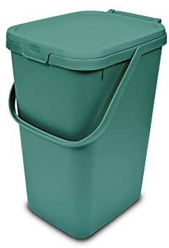 Addis 519353 Kitchen Recycling & General Storage bin 18 litres Stackable Food Waste Organiser Caddy with Clip lock lid & carrying Handle, Sage Green