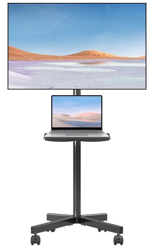 Suptek Supporto per TV con Ruote, LCD/LED da 21 a 60 Pollici, Carrello con Vassoio, Regolabile in Altezza, Fino a 35 kg, VESA 400 x 400 mm
