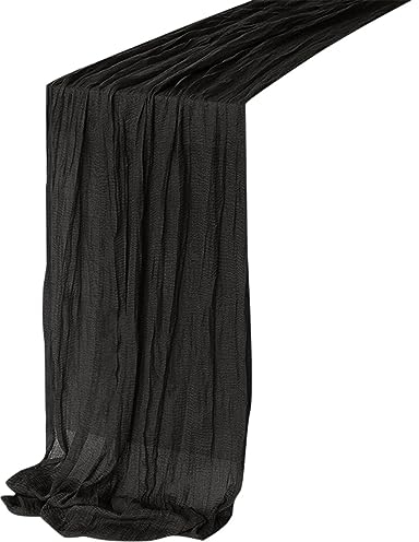 ZZg621 - Runner da tavola per stamigna, 90 x 180 cm, per matrimoni, feste, compleanni, sala da pranzo, comò, decorazione (nero, taglia unica)