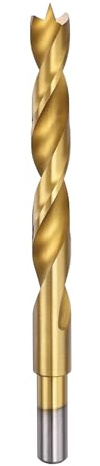 sourcing map Brad Point Drill Bit 12.5mm(31/64) Dia Straight Round Shank Drill Metric Brad Point Spiral Twist Drill Bits for Carpenter Woodworking Plastic Rubber, Golden