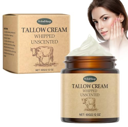 Crema de sebo de res, Crema hidratante de sebo de res, Crema de sebo de loción natural, Bálsamo de sebo de res para alimentos con pasto, para el cuidado de la piel facial y corporal, para pieles sensi