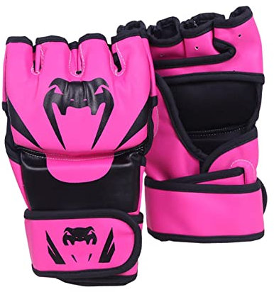 pistro MMA Handschuhe, Kampfsport-Handschuhe, Kickboxhandschuhe mit offenen Handflächen, tragbar, verschleißfest, für Männer und Frauen, Unisex, Fitness, Sparring, Rosa, 26 x 12 cm