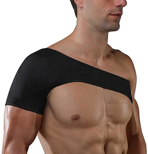 KAV Shoulder Brace Neoprene Adjustable Shoulder Support – Comfortable Shoulder Compression & Posture Corrector, for Men & Women, Black Shoulder Brace for Recovery & Stability