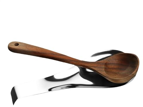Soporte para cucharón de acero inoxidable: soporte para cucharón duradero, soporte para cuchara de cocina | Apoya cucharas de alta calidad, diseño elegante del reposacucharas, portacucharas portátil