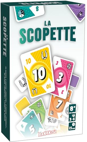 Bakakou LA SCOPETTE - Jeu de Société Famille et Amis - Jeux de Carte Rapide et Stratégique - Variante Italienne de la Scopa - Jeu Tactique 2 à 6 Joueurs - 15 Min - Dès 8 Ans - Idée Cadeau Original